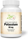 Zen 补充剂 - Potassium 99 mg(氨基酸) 100-Tabs - 流体与电解平衡公式 - 心脏,神经和肌肉功能支持