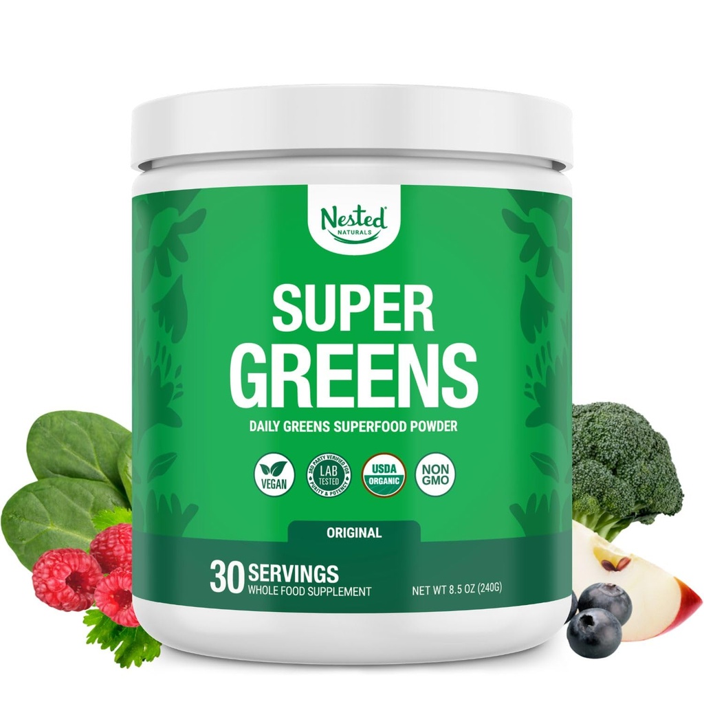 (原始内容存档于2017-09-29) (中文(简体) ). Nested Naturals Super Greens Daily Super Foods Powder - 认证USDA 有机绿粉 w/20+ 全食品,螺旋花粉,小麦和大麦草 - Probiotics, Fiber & Ezymes - 原始风味, 30