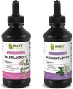 更好的睡眠套装 - Maxx Herb Passion Flower 提取器 + Valerian root 提取器 - 用于放松和压力管理,无酒精 - (每个1个) 4 Oz瓶(60个服务)