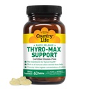 乡村生活 Thyro-Max 支持 - Kelp-Derived Iodine & L-Tyrosine 甲状腺素补充剂供男女使用 - B 维生素,无葡萄糖,Vegan, Kosher - 60 Capsules