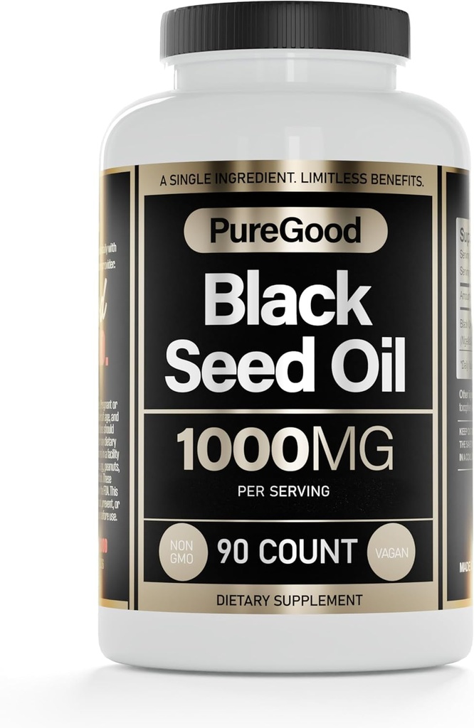 黑种子油盖,500Mg,冷压高概率消化剂援助,90 Counter 100% NN GMO纯黑丘明种子油盖