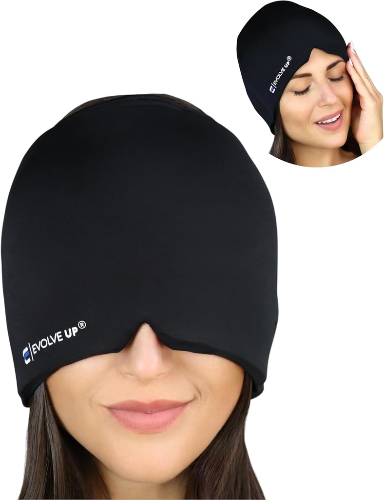 快速代理 Migraine 救济帽 - 为 Migraine, Sinus 紧张头痛救济, 双层 Gel 冰面具, 治疗性 Migraine 面具 - 冷热压缩, 一个尺寸适合全部