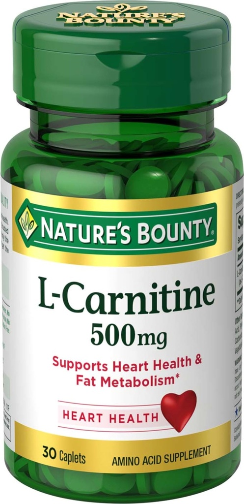大自然的丰产L-Carnitine,支持心脏健康和脂肪代谢,氨基酸补充剂,500毫克,30片