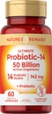 配有预生素的亲生药 - 60 capsules - 142 mg - 50亿 活体生物 - 蔬菜, Non-GMO & Gluten Free Supplement - by Natural's Rewards