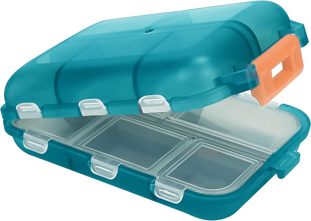旅行药盒 – 旅行药盒组织者 – 紧凑的便携式药盒 10个比较物 – Pill Case for Purse, Pocket – 持久日用药盒组织者 维生素补充物(孔雀)