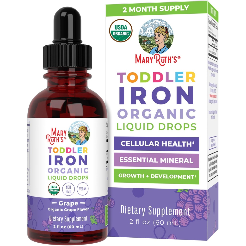 (原始内容存档于2019-09-26). MaryRuth Organization Iron Supplement for Toddlers – 儿童年龄的液态铁 – 1–3 – 铁缺乏症的铁 – Ferrochel – 糖自由 – Vegan – Non-GMO – Gluten Free – 2 Fl Oz.