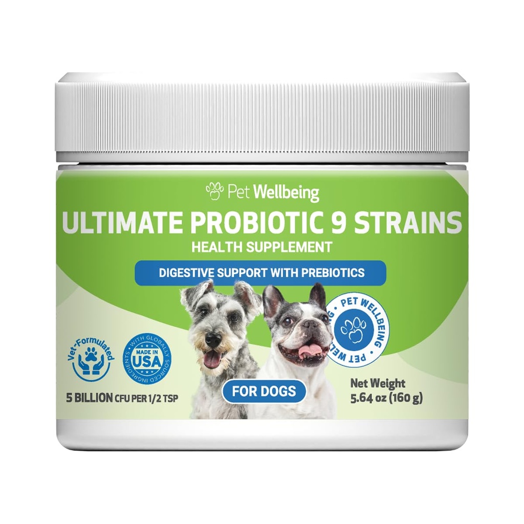 Pet Welling - Ultimate Probiotic 9 Strains for Cats and Dogs - 自然支持消化和尿道切克健康160格拉姆.