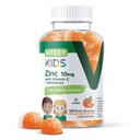 Viteey Zinc for Kids Gummys 10mg,配有维生素C & Echinacea - 免疫支持,强力天然抗氧化剂,Kids Zinc维生素补充剂 - Vegan, Gelatin Free - Tasty Chewable Orange Flavor Gummy