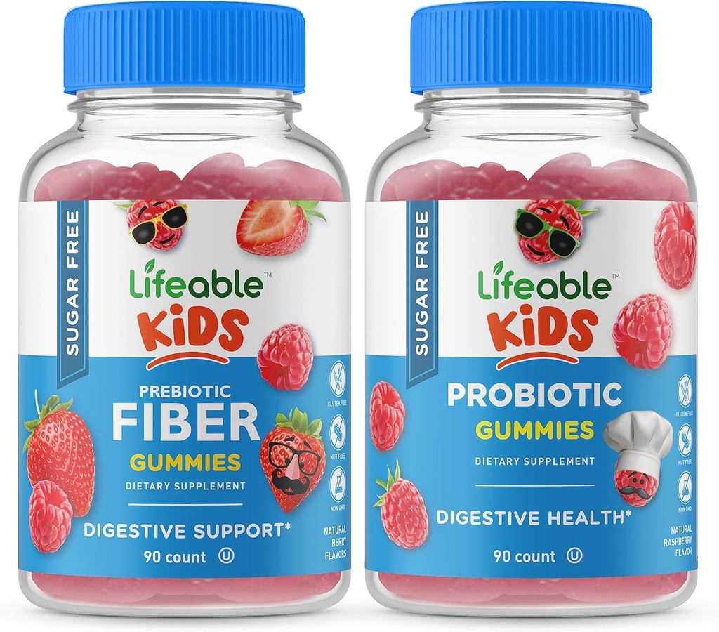 活性糖 无营养纤维儿童 + Probiotic + Prebiotic Fiber kids, Gummys Bundle - Great Tasting, Vitamin Supplement, Gluten Free, GMO Free, Chewuble Gummy (英语:Gluten Free, Gluten Free, Gluten Free, Guble Gummy) (英语).