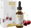 Maxler 液态生物锡滴 - Vegan 生物锡维生素用于毛皮和钉子 - 碳水化合物、蛋白质和脂肪代谢的生物锡补充剂 - 6000mcg 生物锡液体 人服务 - Cherry Flavor