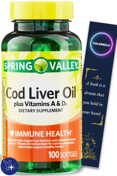 Cod Liver Oil Plus Vitamins A & D3 Immune 健康饮食补充软胶泉谷,YOLOMOLO的100个伯爵和书签礼物