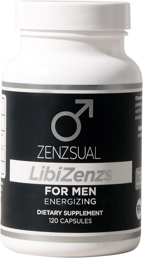 ZENZSUAL LibiZenzs Men - 与Ginseng, Maca Root, Ashwagandha - 增加睾丸酮水平 - Gluten Free (120 Capsules) 的自然饮食补充组合