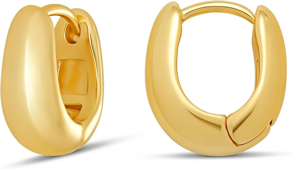 14K金色或钢银色 彩色泪滴 Huggie Hoop 12毫米