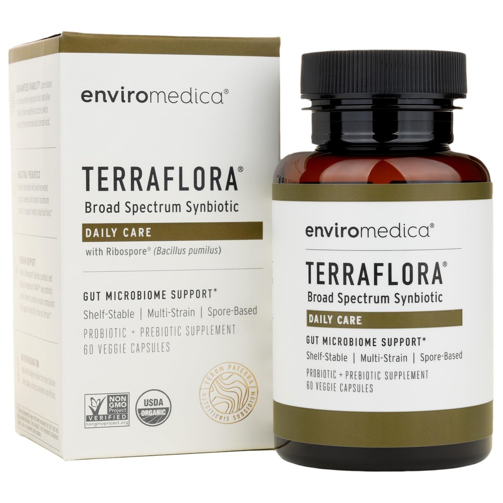 Terraflora Daily Care 男女共生代生药和预生药 60 吨,土壤、大陆架稳定、过敏原友好补充剂 Capsules 促进古特健康