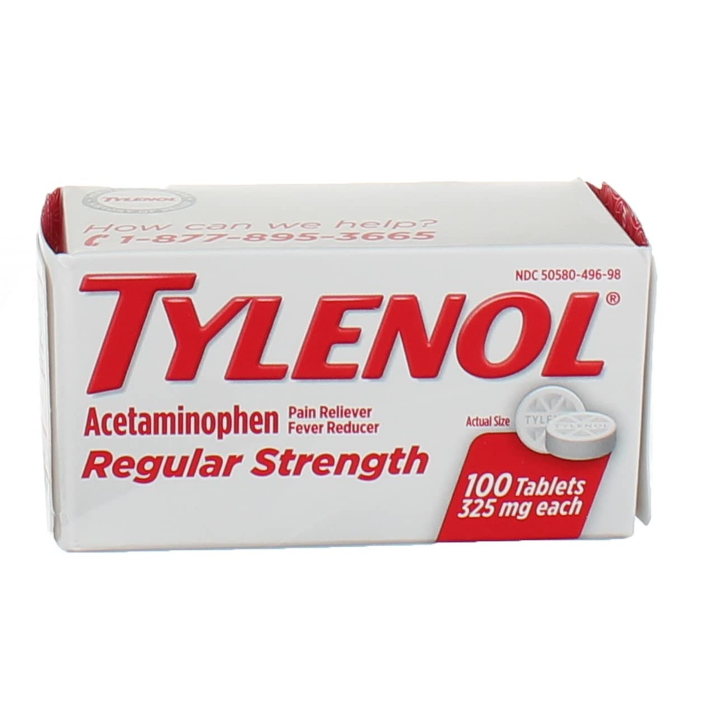 Tylenol Reg Strngth 100's Small 100ct Tylenol 325 Mg 常规强度疼痛救世主