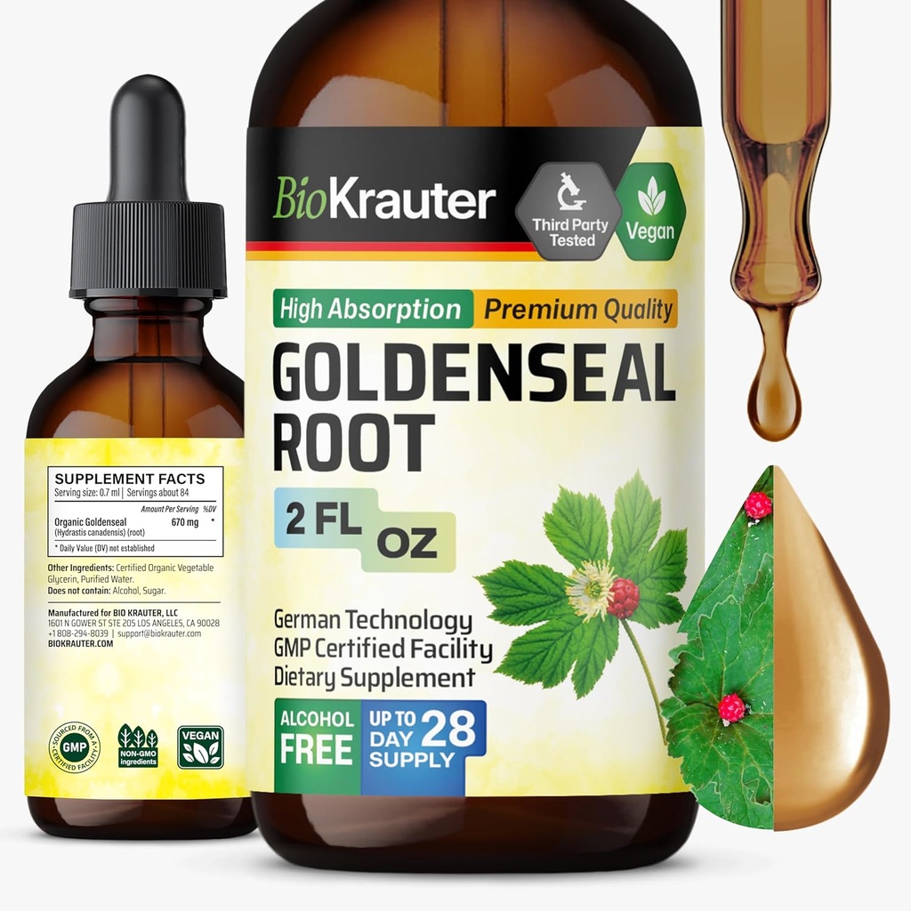 BIO KRAUTER 金矿根提取液 - Vegen呼吸支持 - 金封滴 - 酒精和无糖 - 2 Fl.Oz.