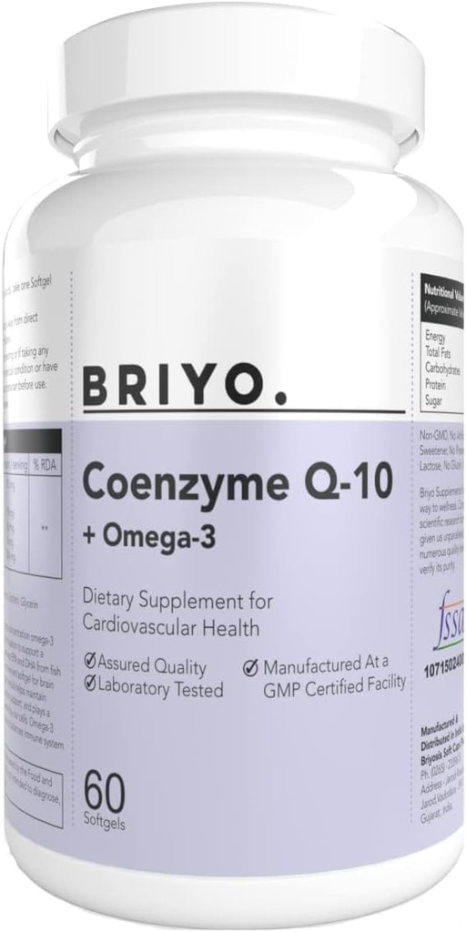 CoenzymeQ10 + Omega 3-150 mg Omega 3 + 100 mg Omegas 3,配有Lycopene和硒用于心脏健康,细胞能量,抗氧化剂支持