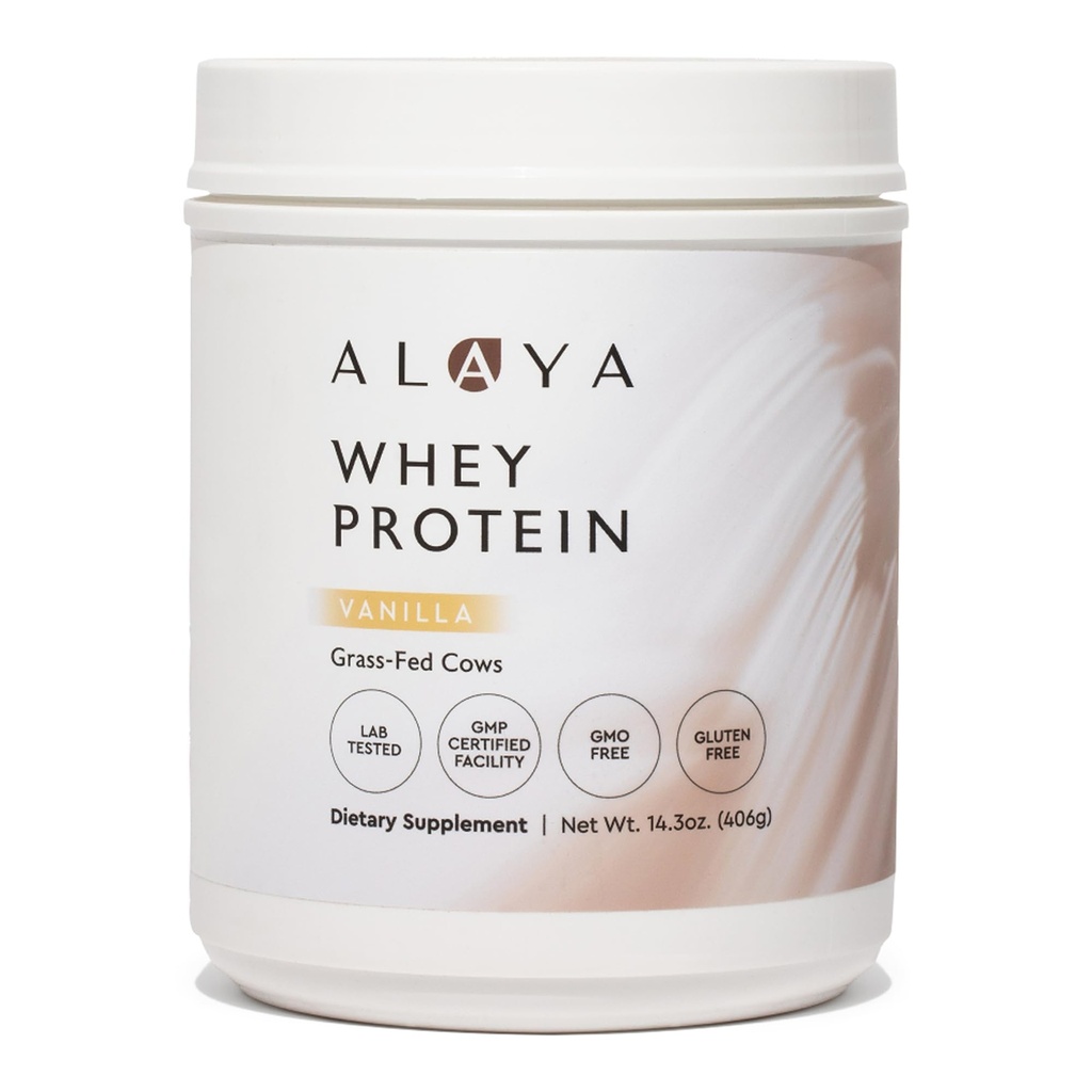 Alaya Naturals - Grass Fed Whey蛋白粉 - Vanilla Flavor, All Natural, Hormone Free - 20g protein per service - 非GMO, rBGH Free, Gluten Free - 卡巴A大源