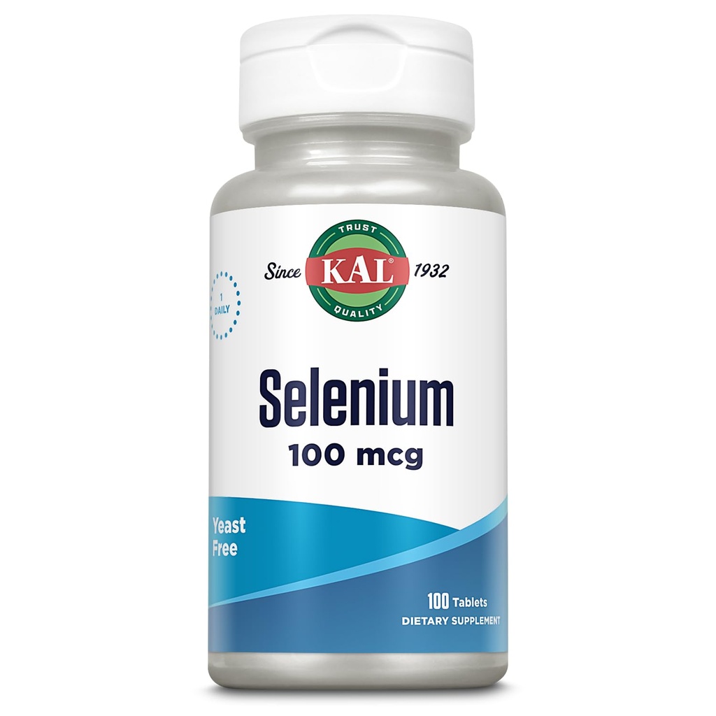 Kal 100 Mcg Selenium Yeast 自由石碑, 100 计数