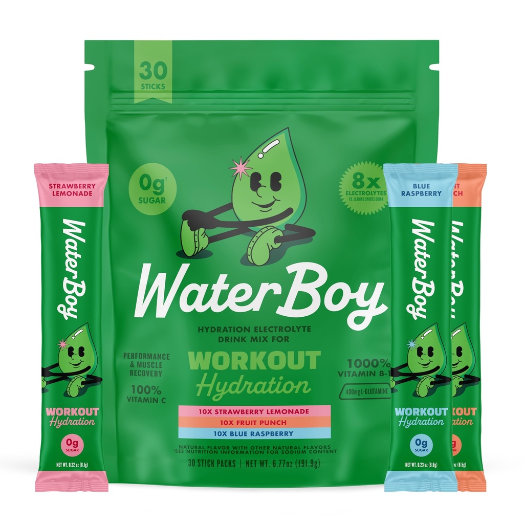 (原始内容存档于2019-09-21) (英语). Waterboy Workingout Hydrition QQ 2,960mg 无糖无电解质 Powter Packets L-Glutamine + Vitamins → No Sugar, All Natural, Gluten Free (Variety).