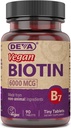 DEVA VAGAN 生物素补充剂 6000 mcg – 容易吞咽维生素B7,小板块,90个计数