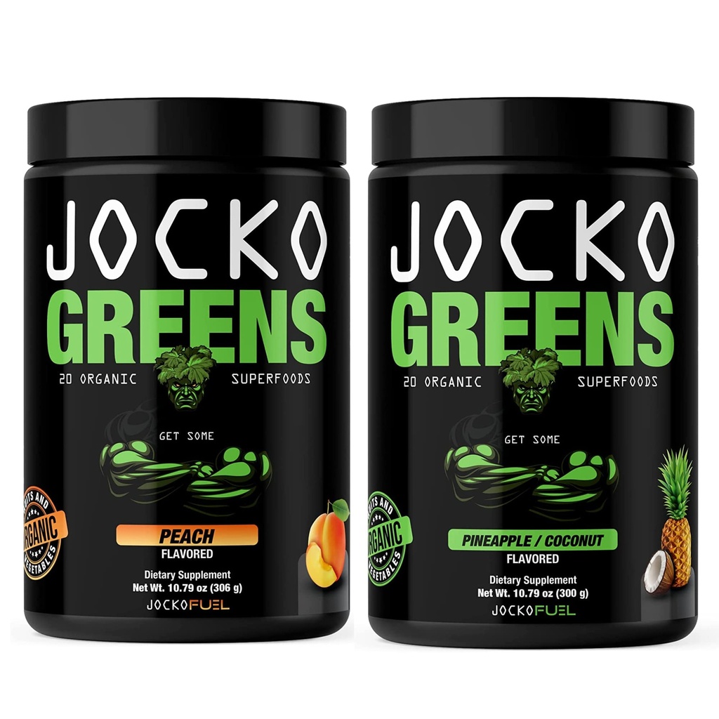Jocko Fuel Greens Powder Bundle - Greens & Superfood Power for Health Green Juice - Keto 与螺旋藻,氯菌,消化酶, & Probiotics - 60种服务
