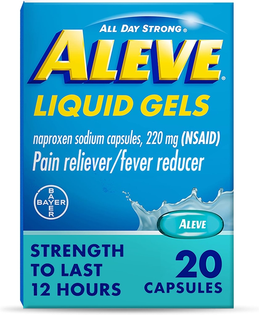 Aleve Pain Reliver & Fever 减压液宝石、Naproxen Sodium、止痛药、20个计数