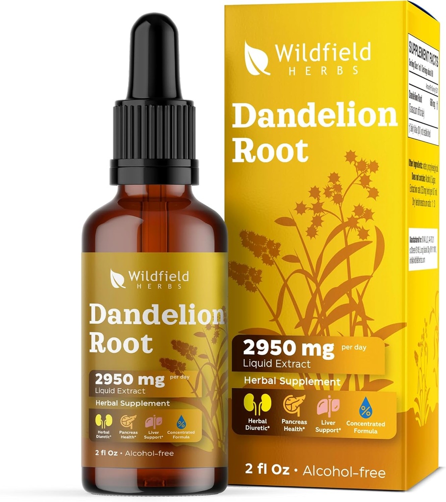 Dandelion 根提取剂 Drops 2000mg(Taraxacum officinale L.) 草药补充剂 比Capsules更好,供应1个月,84种服务,无酒精叮当 - 2 Oz,包装1