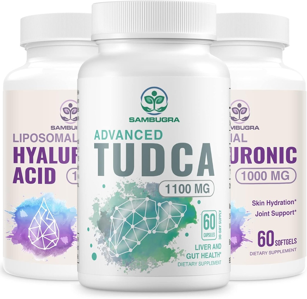 TUDCA Liver 补充1100mg和 Liposomal Hyaluronic Acid 补充1000mg, 高生物利用率补充(第3包)