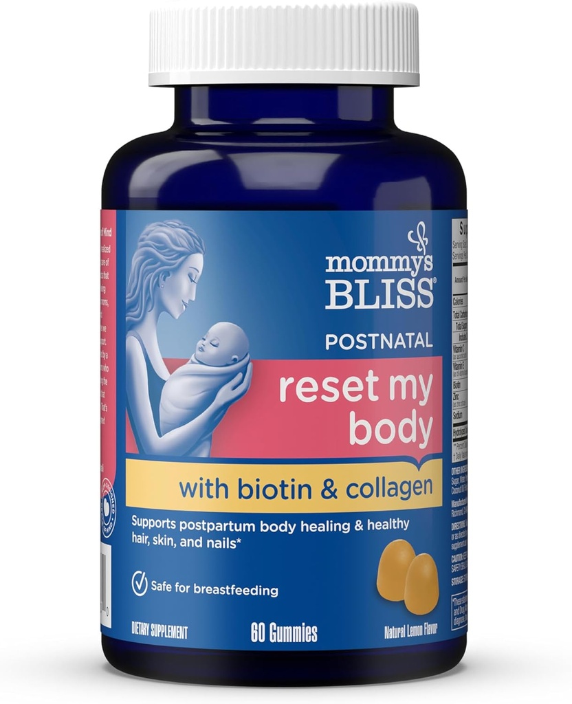 母亲的Bliss 产后支持能量和用Biotin & Collagen 恢复口水:疗伤和联合健康,发型,皮肤和直肠维生素,Gluten Free,60 Gummys(30名服务员)