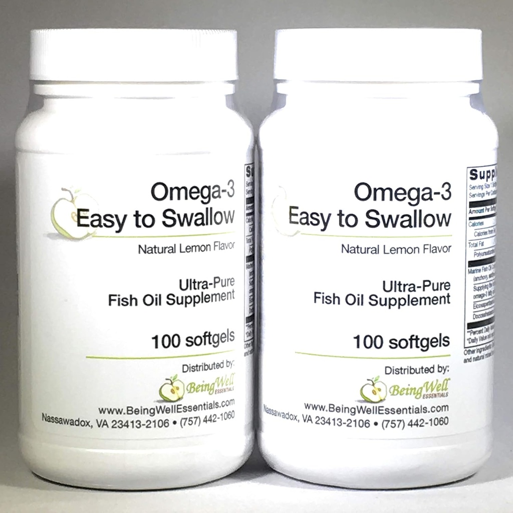 Omega-3'Easy to Swallow' 超纯鱼油 天然柠檬Flavor 200软胶 由Omega 3 Easy to Swallow 补充 天然柠檬Flavor 200软胶