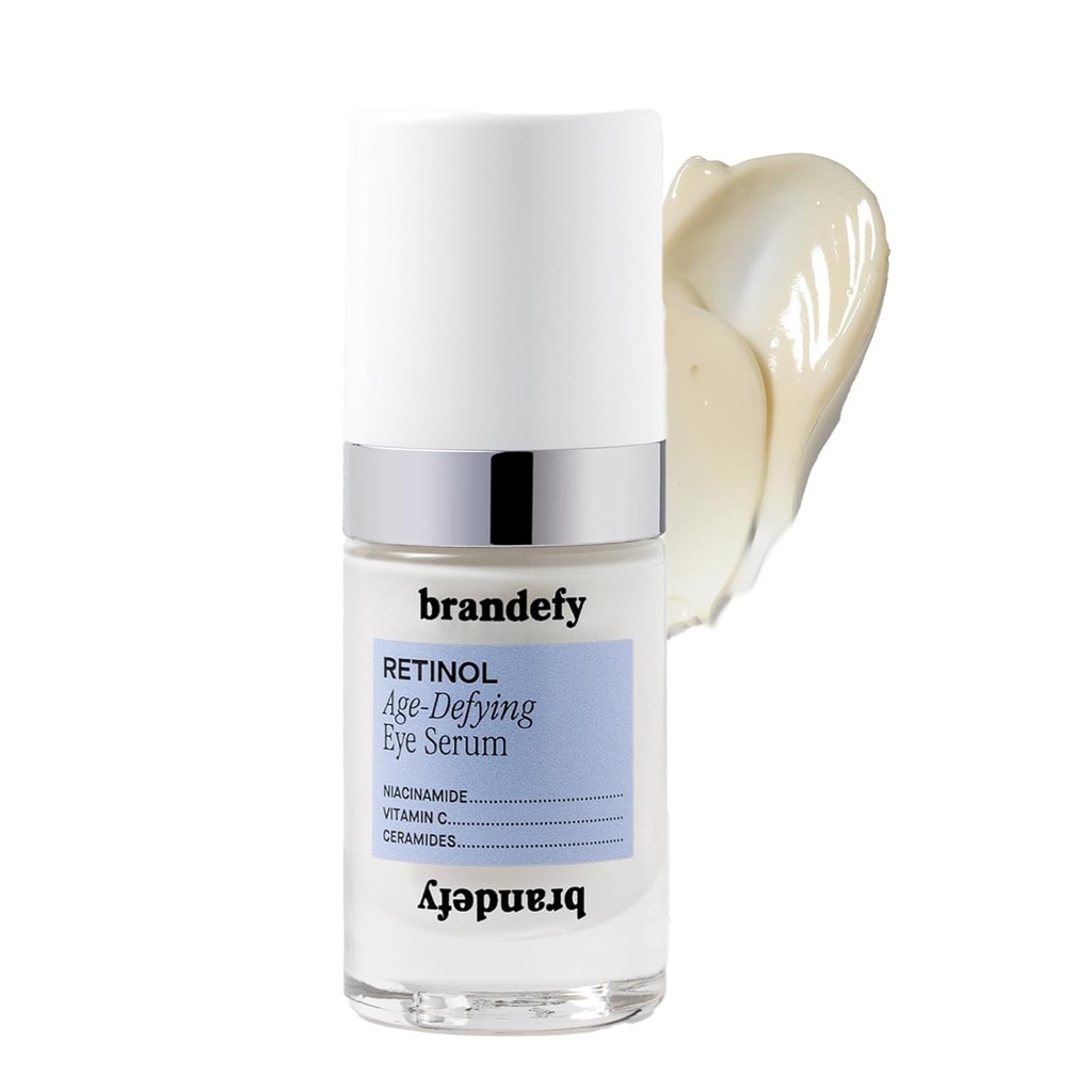 Brandefy Retinol + Niacinamide 抗衰老眼血清 - 暗圆和皱纹眼下凝胶 - 佩普蒂德,咖啡因,维生素C E 眼血清 - 美国制造(O.5 Oz)