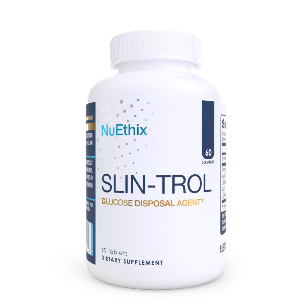 NuEthix 配方 SLIN-Trol, 葡萄糖处理剂, 供男女使用的药剂, 配有铬聚尼酯的营养分配剂, & Glycine, 有效的碳吸收, 非GMO, 60种服务