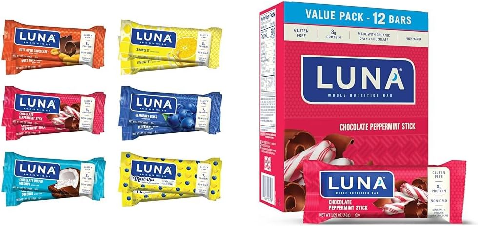 LUNA 酒吧品种包(12个计数)+巧克力薄荷棒(12个计数) - Gluten-Free Snack Bars