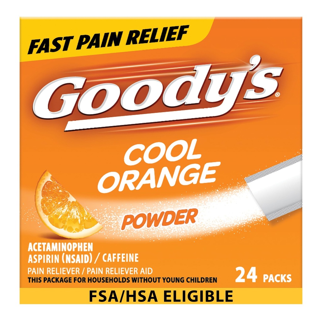 Goody's Pain Relief Powers, Extra Strige Headche Powder Cool Orange, 24 ct (Pack of 1) (英语:Pack of 1) (美国英语).