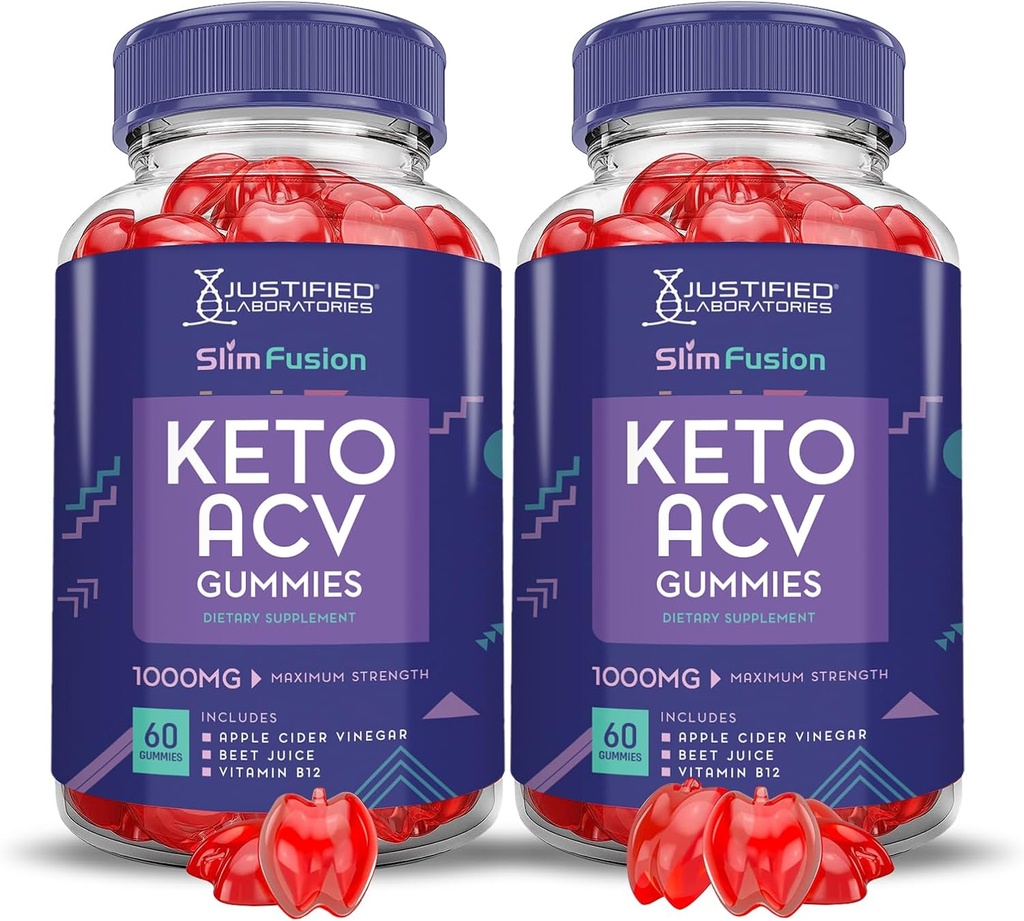 (2 pack) Slim Fusion Keto ACV Gummys 高级1000MG Slimunation Keto Gummys 公式 Apple Cider Vinegar 与石榴蜂蜜汁粉 B12 Vegan Non GMO 120 Gummys 配制.