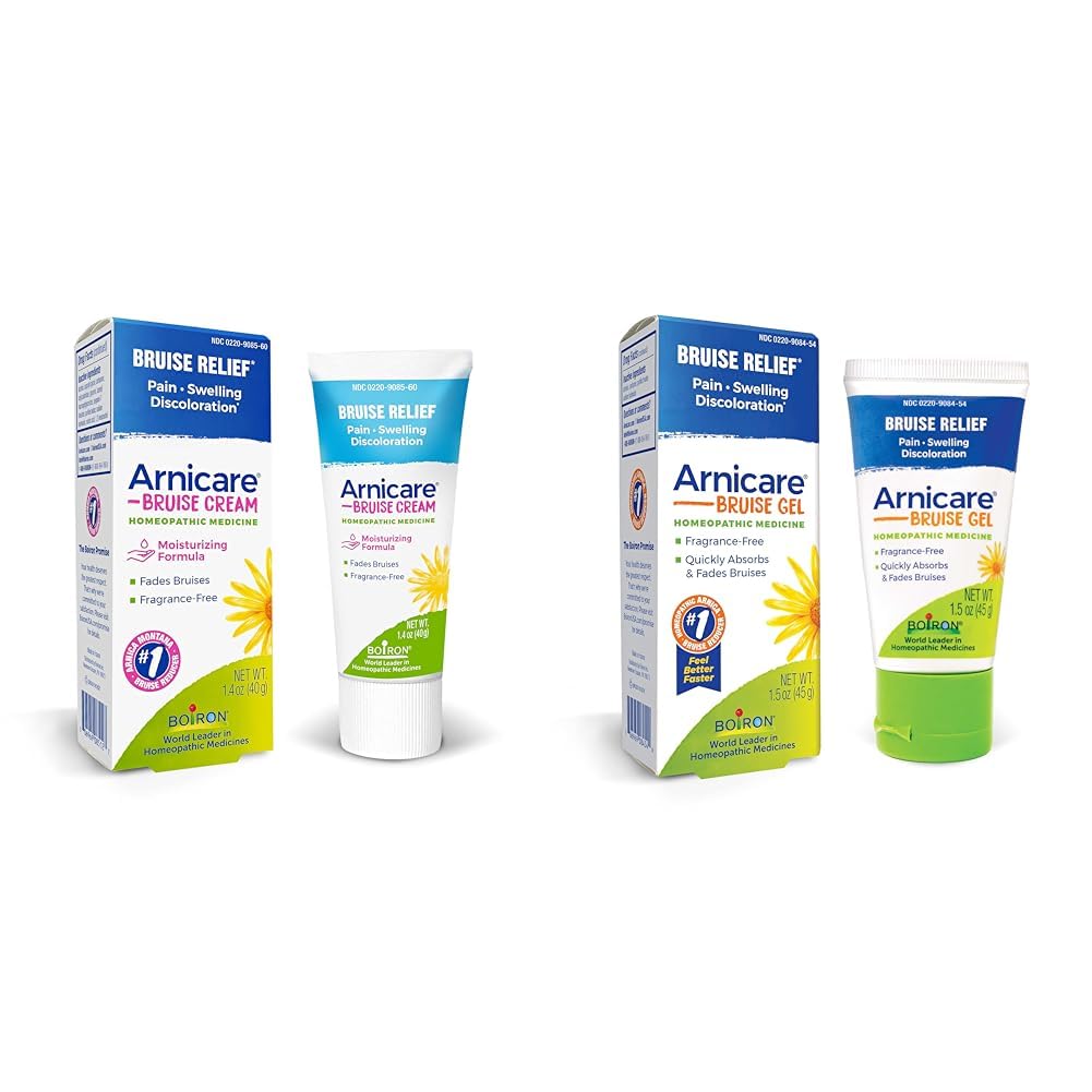 Boiron Arnicare Bruise Cream 和 Gel 布鲁辛、井喷或涂色造成的疼痛缓解 -- -- 1.4 oz Cream 和 1.5 oz Gel