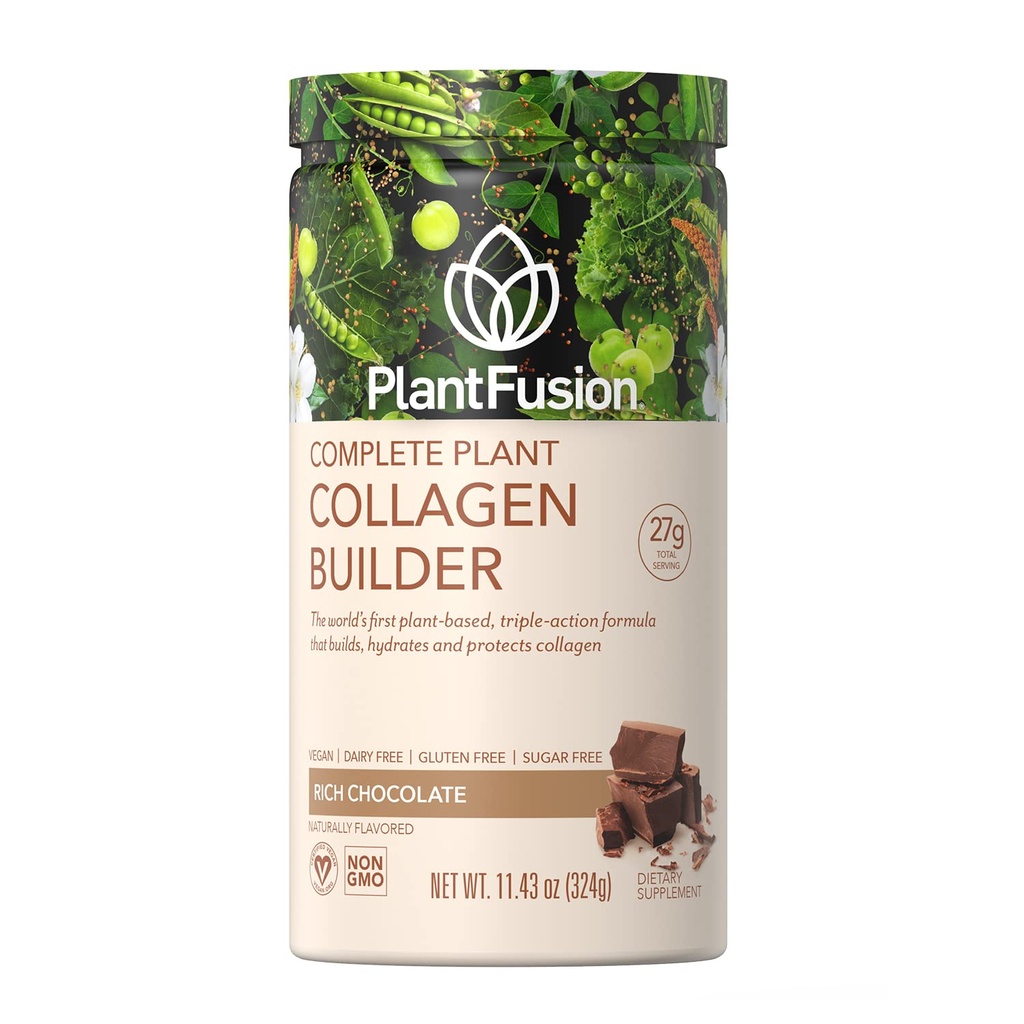 植物融合 Vegan Collagen 粉末 - 以植物为原料的Collagen 蛋白质粉末用于肌肉和关节,头发,皮肤和钉子 - Keto, Gluten Free, Soy Free, Non-Dairy, No Sugar, Non-GMO - 巧克力 11.43 oz