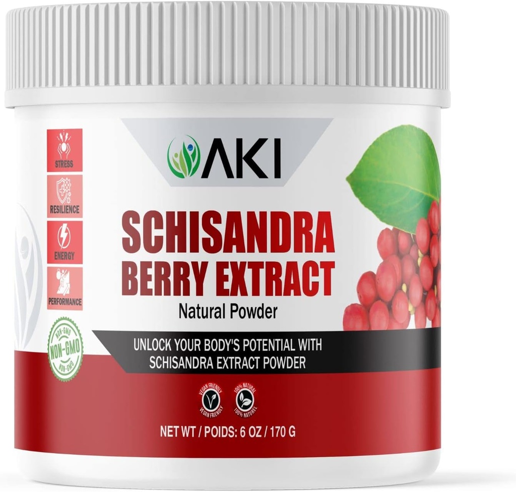 AKI Schisandra Berry 提取粉末 - 制自Schisandra Chinese Berry - 可能帮助促进能量和物理性能 - 非GMO & Vegan Fellower (6oz/170g)