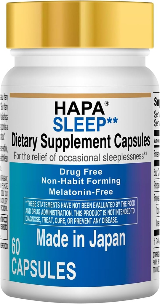 HAPA 日本美拉图宁免费睡眠援助补充品,Phosphatidylserin,Coenzyme Q10,成人,60 Capsules,30天供应