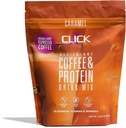 点击咖啡蛋白粉(Coffee Protein Powder) + 双镜头 Espresso → 16g 蛋白质 → 23 基本维生素 → 低卡路里食品替代 → 150mg 咖啡因 → Gluten Free → 没有人工火焰或颜色 → 焦糖