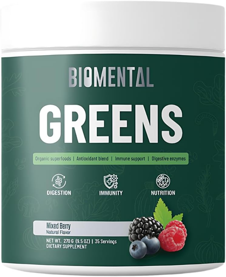 生化绿化补充剂-Berries-Detox - 消化健康,抗氧化剂混合剂,绿化粉 - Premium Green Immune支持营养补充剂 - Gut支持男女 9.5 oz