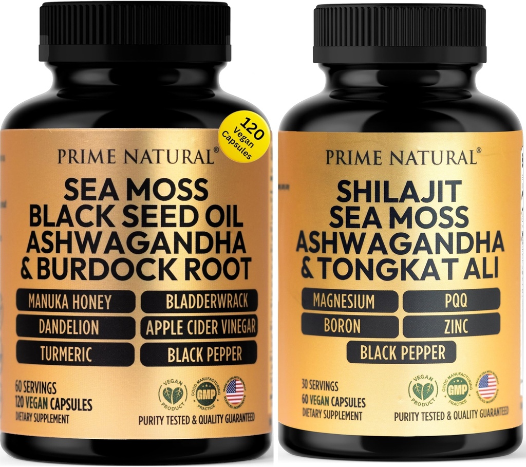 PRIME Iris海 摩斯黑籽油 Shilajit Ashwagandha - 2瓶 - Vegan Capsules