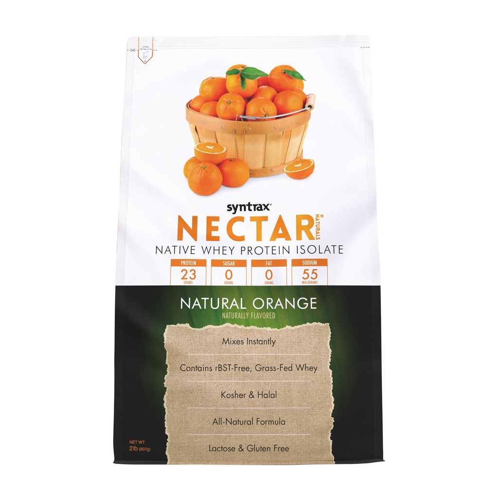 Syntrax Nectar Naturals, All Natural Whey蛋白单质, 光滑 & Juicy, Natural Orange, 2 磅.