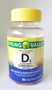 春谷成人Gummy维生素D3补充剂,2000年IU,50mcg USDA Organization,80 蔬菜果酱