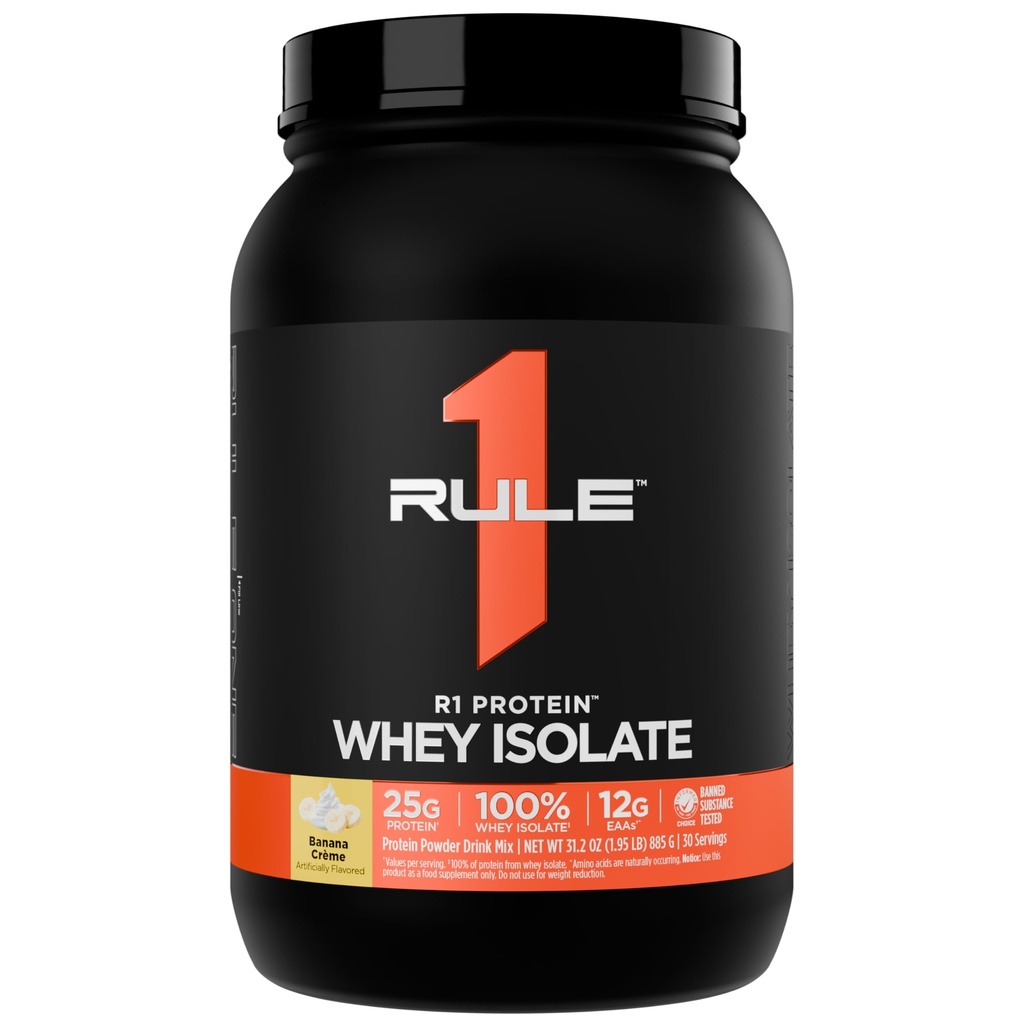 规则1 R1蛋白质 Whey Isolate - 仅从孤立和水解来源获得25g蛋白 & 6g BCAA 用于恢复工作(2英镑*,香蕉克里米)