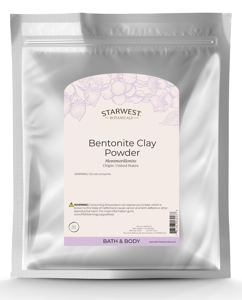 西星植物学 Sodium Bentonite Clay, 1英镑