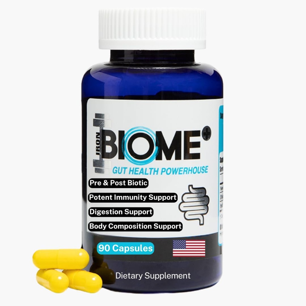 Iron Biome+ Gut Health & Metabolic Support - Tributyrin, Shilajit, Prebiotics, & 营养素用于消化健康, 免疫功能和睡眠 - 90 Capsules - 在美国制造
