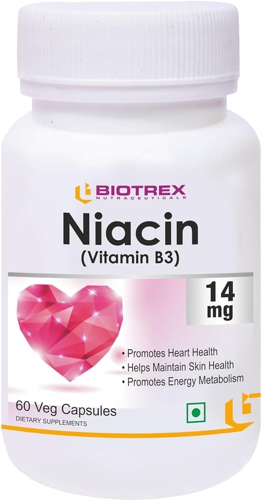 普通营养素 Niacin 14mg 维生素B3 与 Inositol 50mg 补充剂 - 60 Veg Capsules