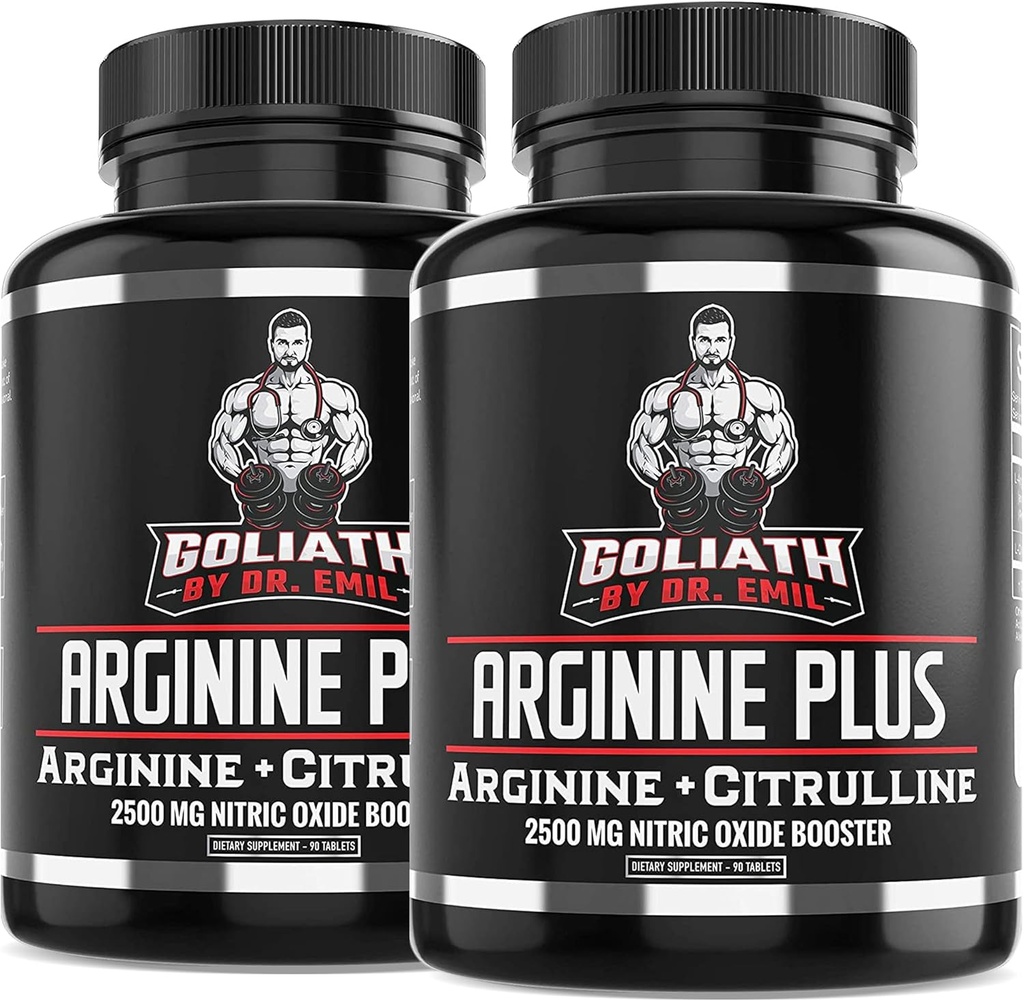 Emil博士的ARGINININE Plus - L Arginine + L Citrulline - 2500 MG 高剂量无助药片 - 挥发性和心脏健康的硝氧化物补充剂(Arginine AAKG和Citrulline Malate 2:1)